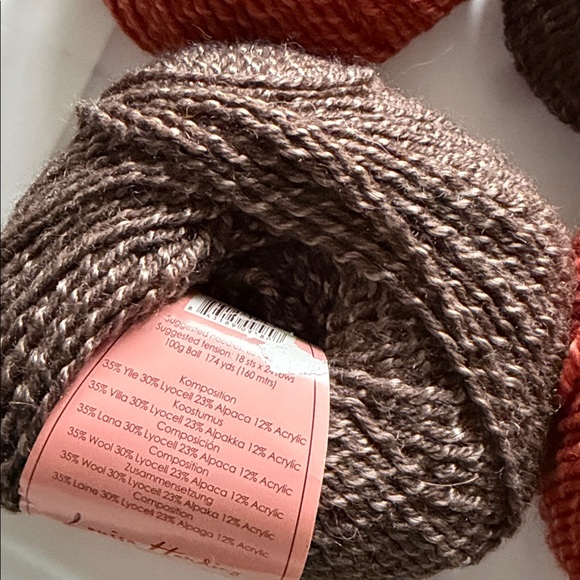 Louisa Harding yarn
Size:174 yds
Color: 2-brown,2-rust colored - Picture 2 of 5